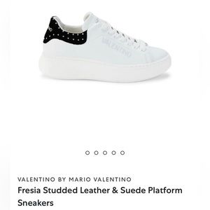 ISO - VALENTINO Fresia Studded Leather & Suede Platform Sneakers 8.5 black/white